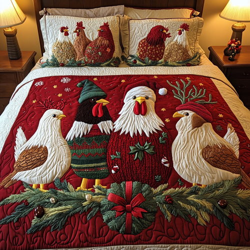 Festive Flock 3-Piece Quilted Bedding Set NCU0NT2094