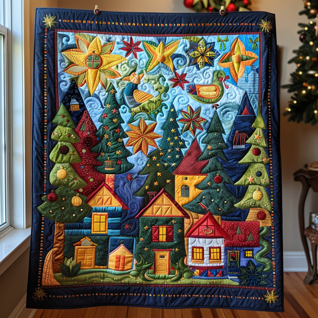 Festive Patchwork Christmas Quilted Blanket NCU0PD303