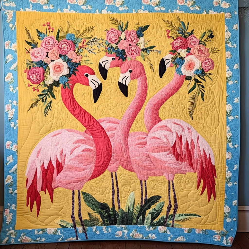 Flamingo Dance Quilted Blanket NCU0TH1403