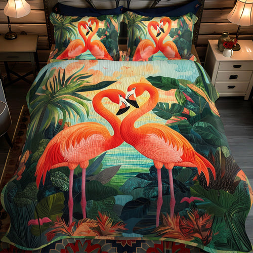 Flamingo Fancy 3-Piece Quilted Bedding Set NCU0TL889