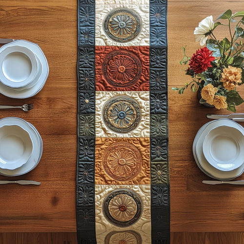 Floral Circle Quilted Table Runner NCU0PTT580