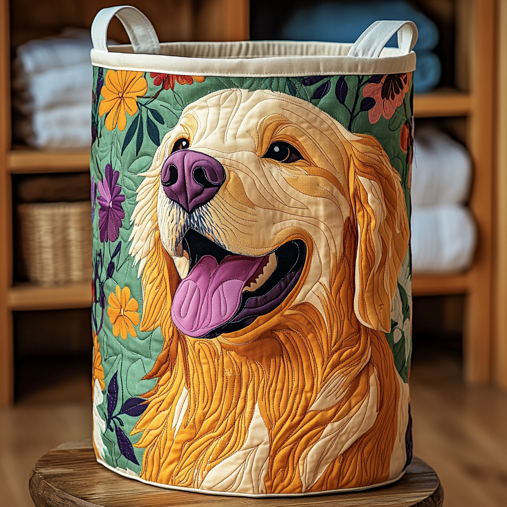 Golden Sunflowers Quilted Laundry Basket NCU0DV1753