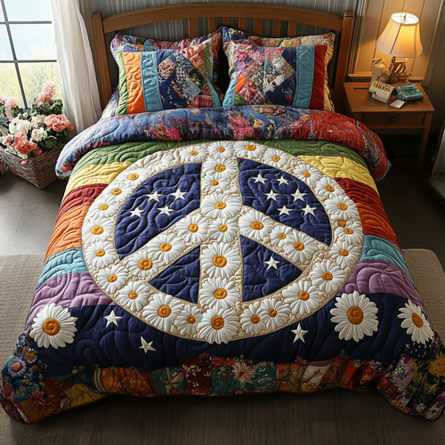 Flower Power Peace Duvet Cover Set NCU0DV240