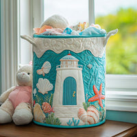 Foggy Lighthouse Path Quilted Laundry Basket NCU0NNT1241