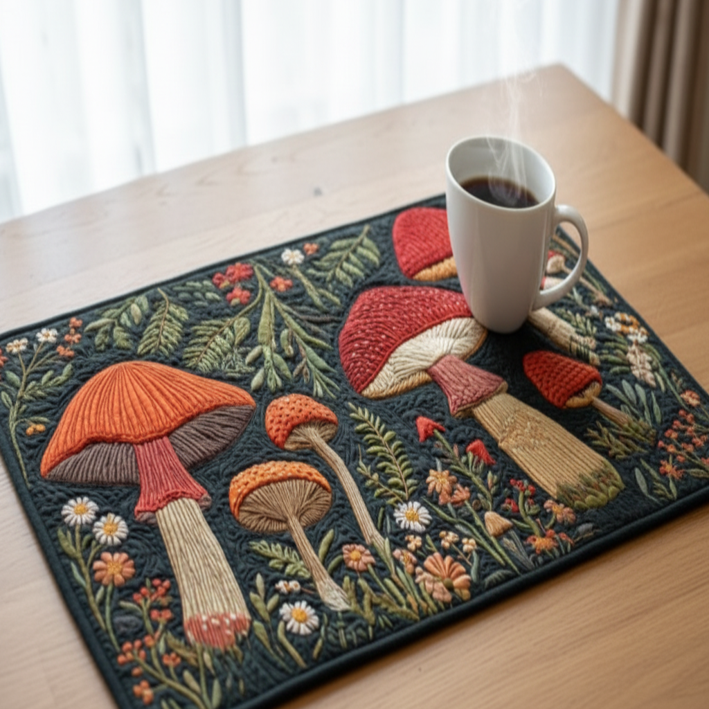 Fungi Magic Quilted Table Runner NCU0NNT886