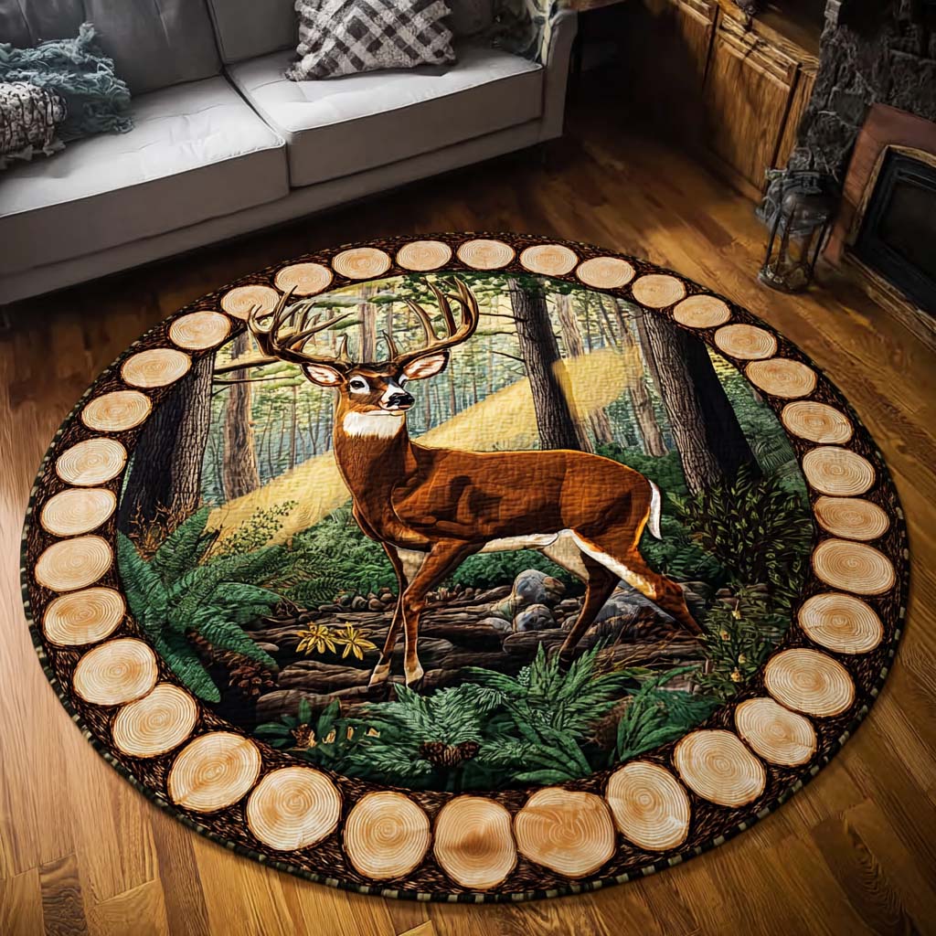 Forest Stag Quilted Round Mat NCU0NNT1795
