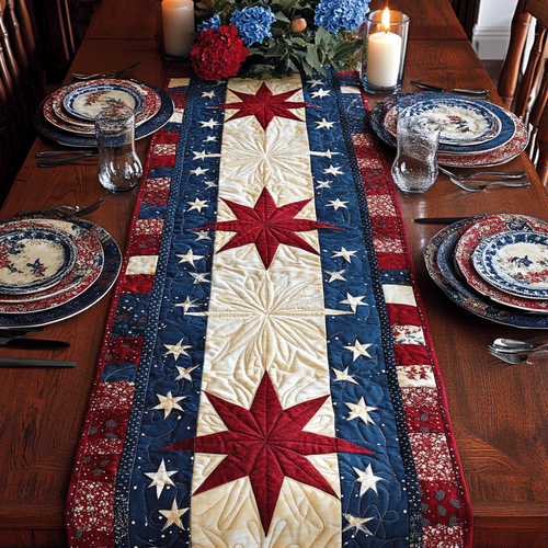 Freedom Stars Quilted Table Runner NCU0NVH907
