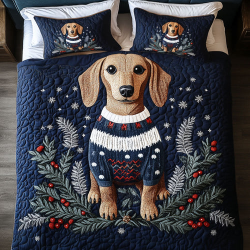 Frosty Hound 3-Piece Quilted Bedding Set NCU0PT2305