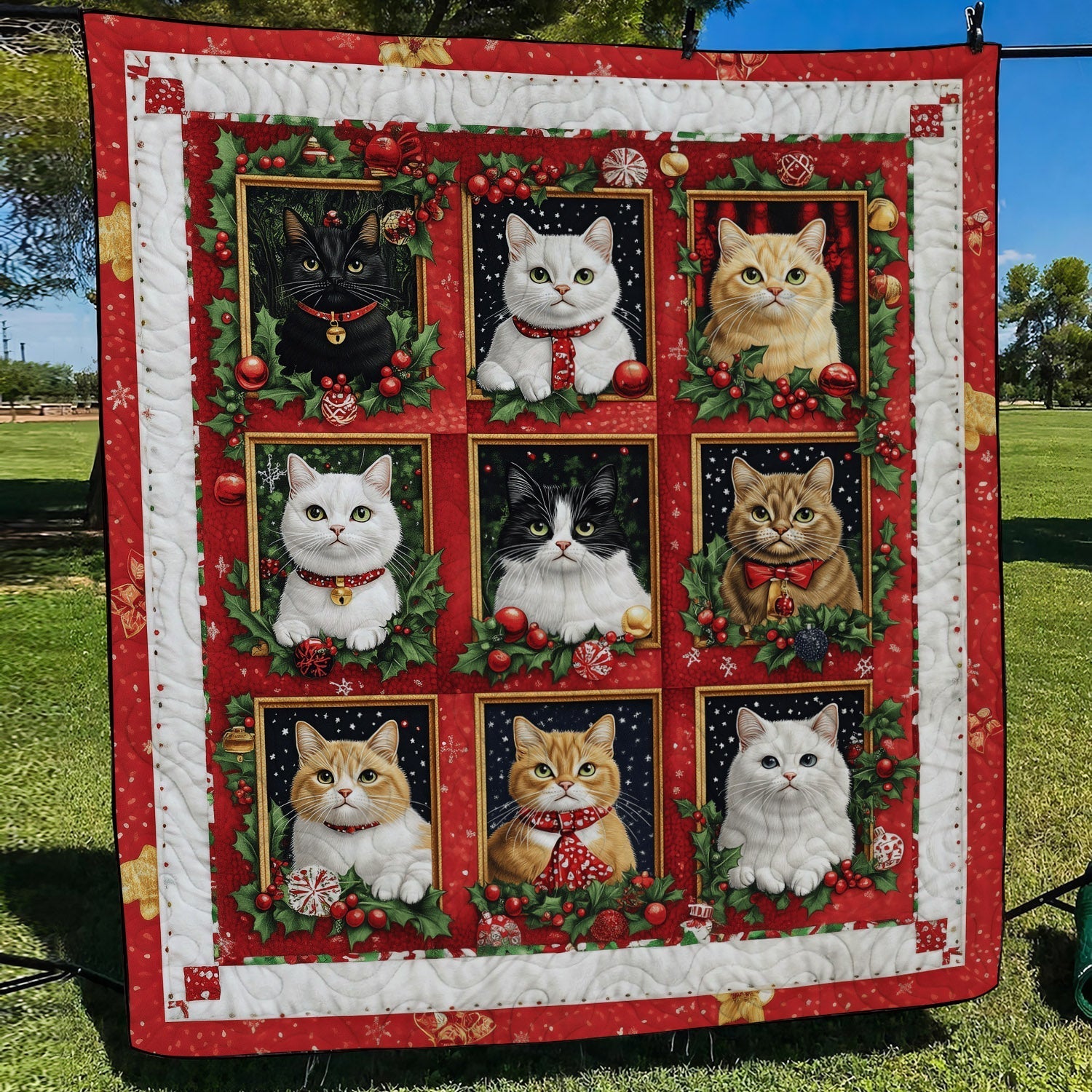 Jolly Pug Christmas Quilted Blanket NCU0VL586
