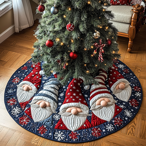 Gnome Cheer Christmas Quilted Tree Skirt NCU0DDK1437