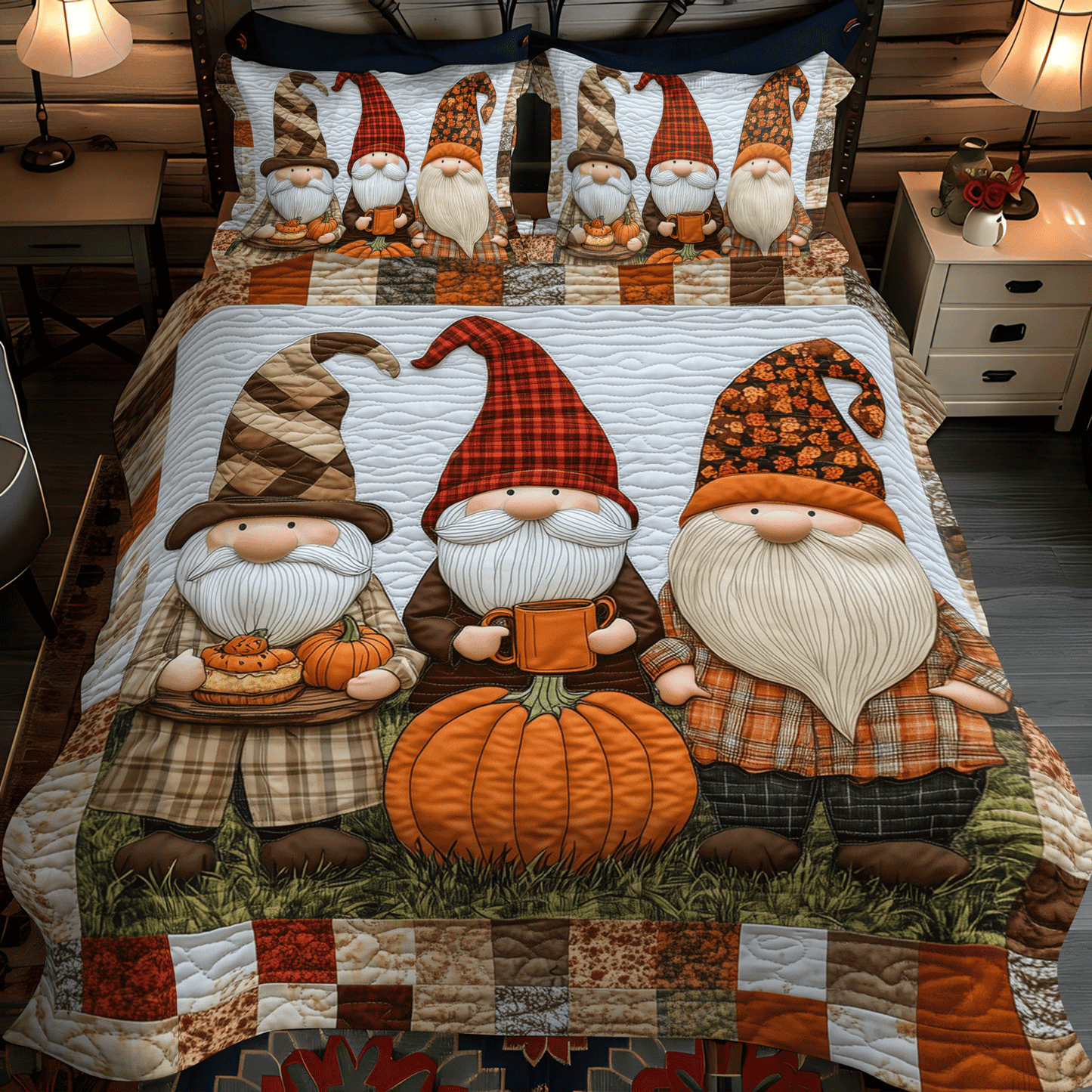 Gnome Grove 3-Piece Quilted Bedding Set NCU0TH1883