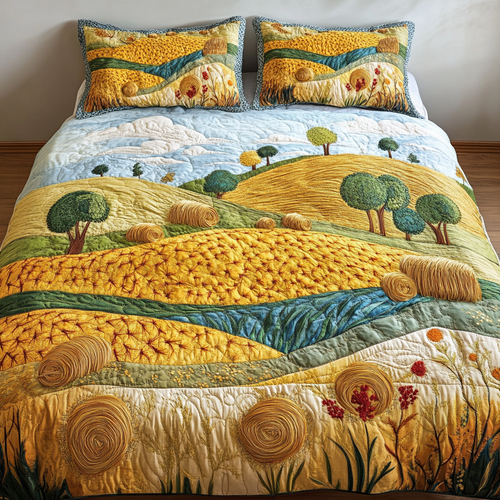 Golden Harvest 3-Piece Quilted Bedding Set NCU0NVH397
