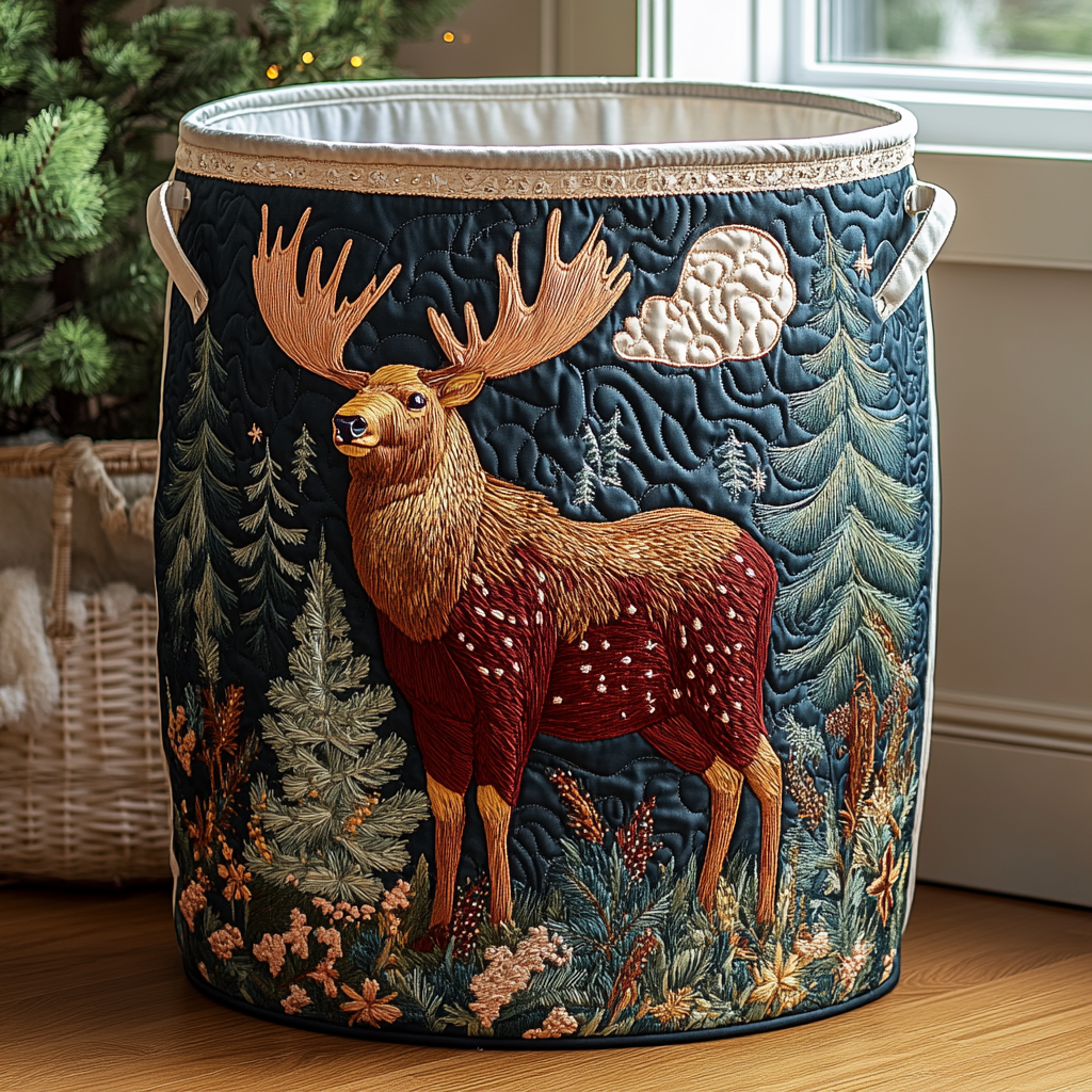 Golden Whiskers Quilted Laundry Basket NCU0PTT1378