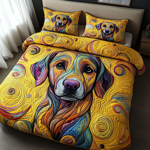 Golden Smile 3-Piece Quilted Bedding Set NCU0PVL308