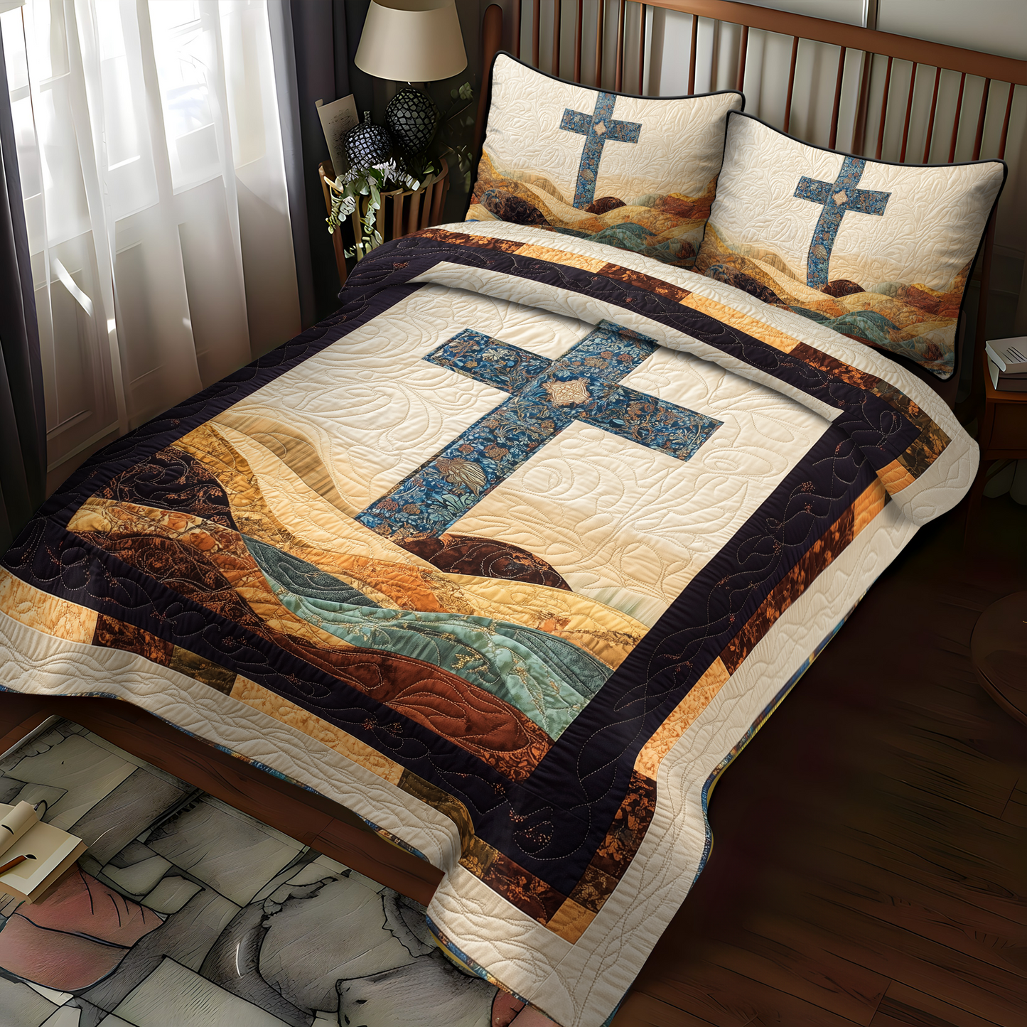 Grace and Salvation 3-Piece Quilted Bedding Set NCU0DK1910