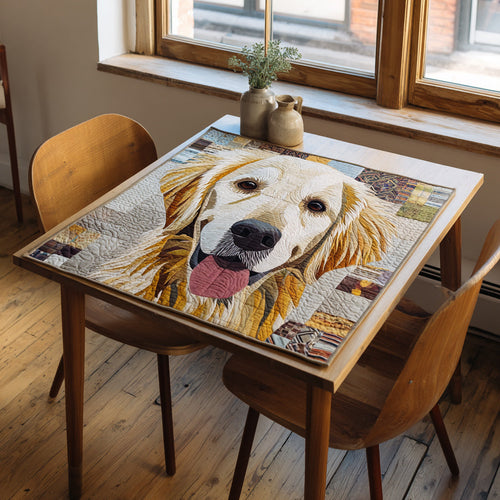 Happy Golden Retriever Quilted Table Topper NCU0HNH100