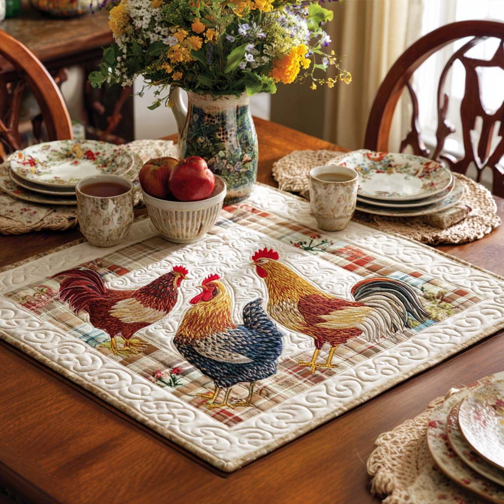 Hen House Quilted Table Topper NCU0DV715