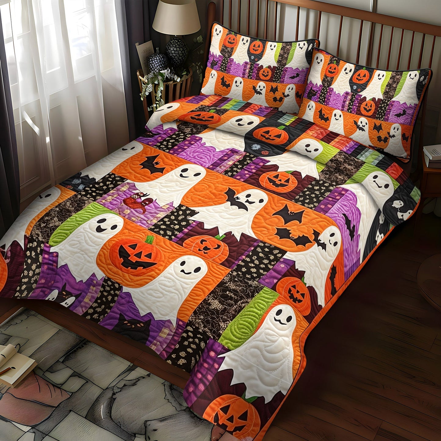 Haunted Harvest Dreams Quilted Bedding Set NCU0DV950