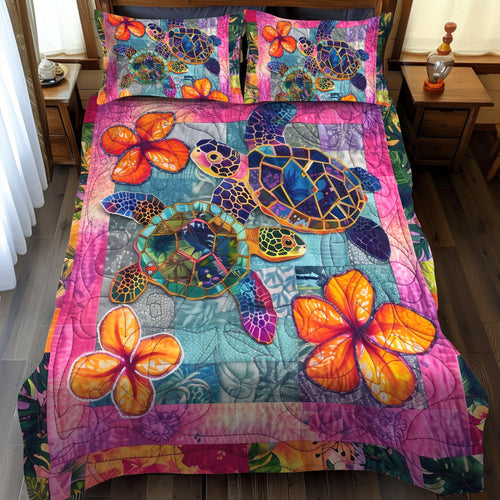 Hibiscus Haven 3-Piece Quilted Bedding Set NCU0TL474
