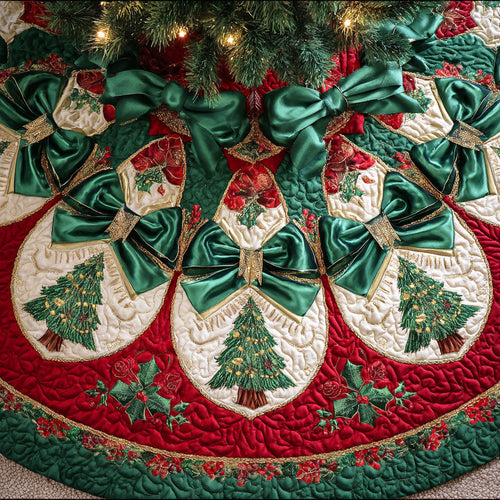 Holiday Frost Gleam Christmas Quilted Tree Skirt NCU0NTD751