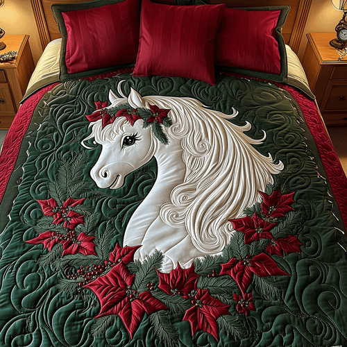 Holiday Pony Delight 3-Piece Quilted Bedding Set NCU0TH2200