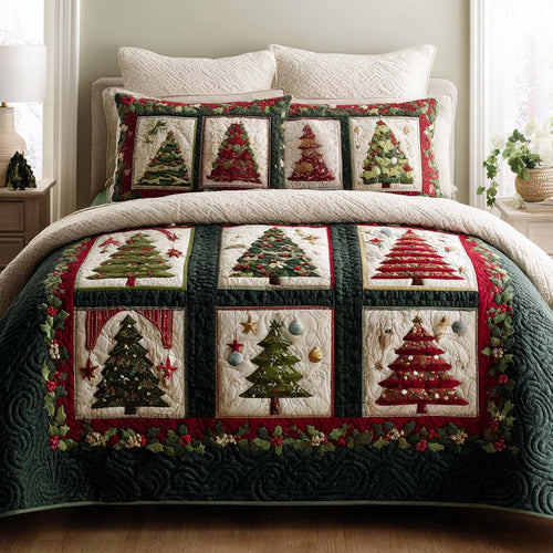 Holiday Trees 3-Piece Quilted bedding Set NCU0NNT1701