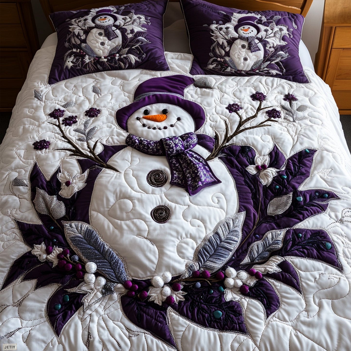 Holly Jolly Cheer 3-Piece Quilted Bedding Set NCU0PTT058