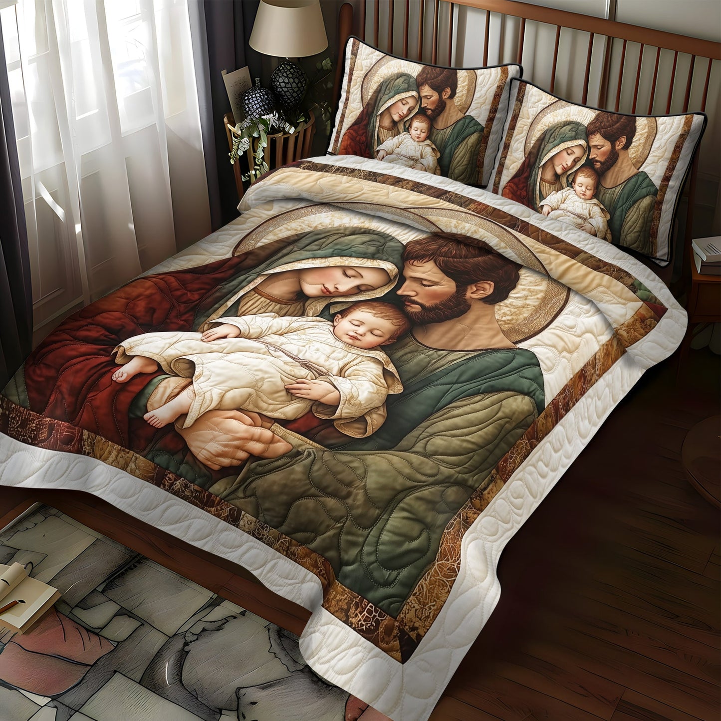 Holy Night Comfort 3-Piece Quilted Bedding Set NCU0VL752