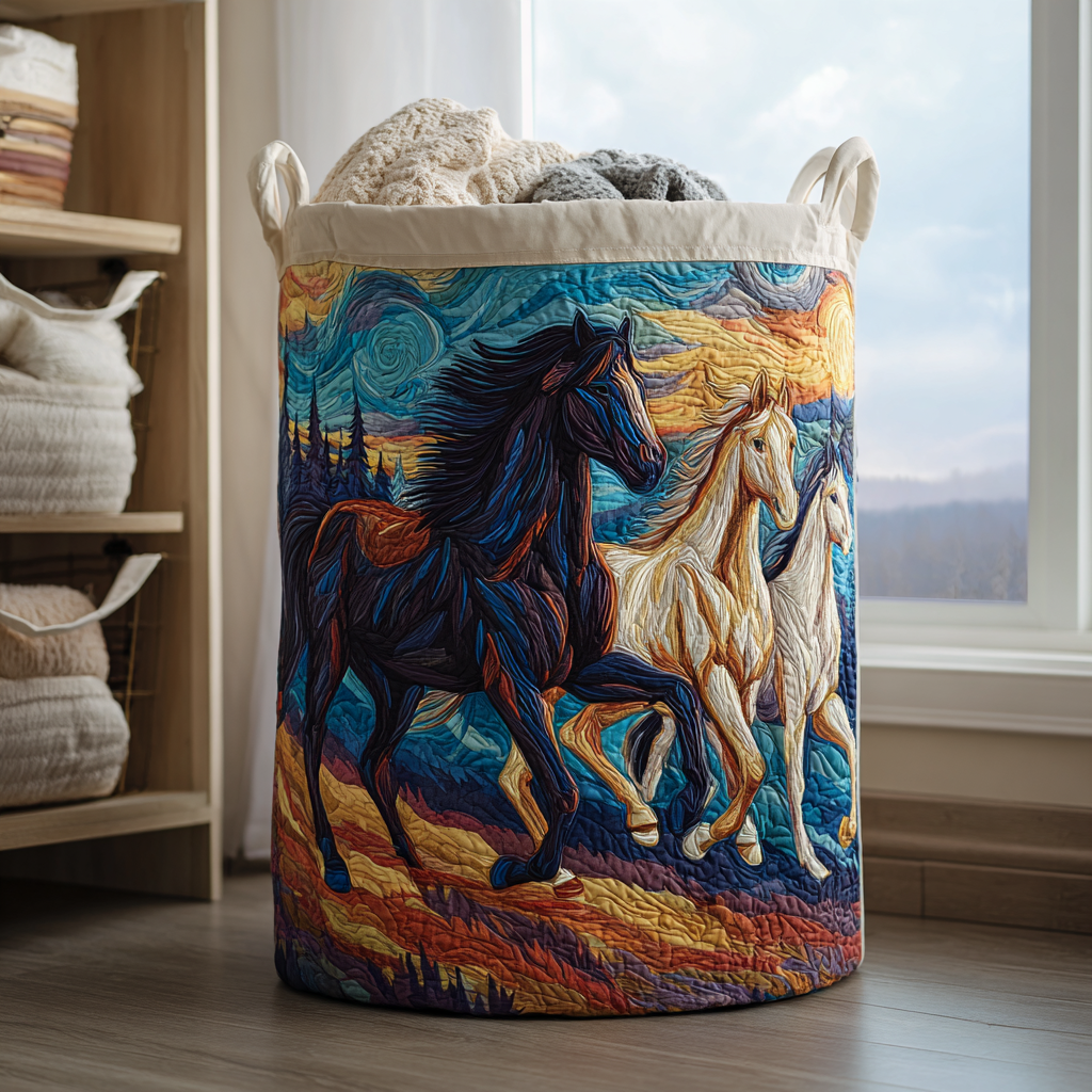 Horse Grace Quilted Laundry Basket NCU0DDK1245