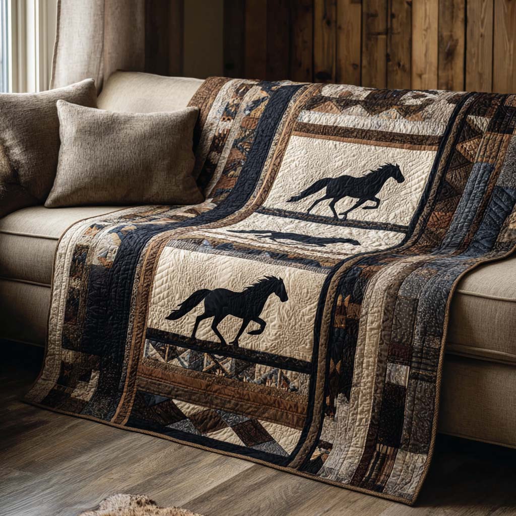 Horse Silhouettes Quilted Blanket NCU0NNT2137