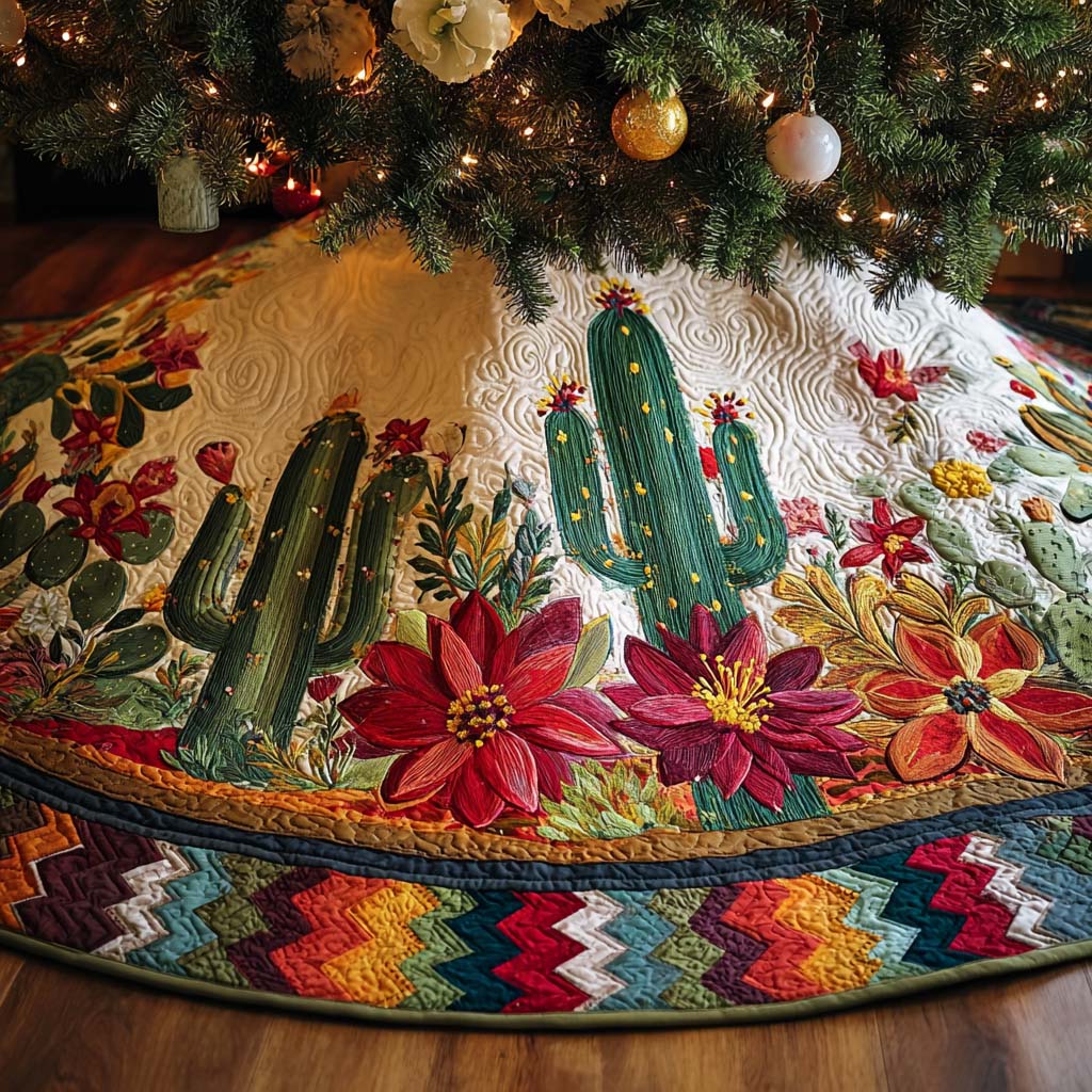 Holiday Woodland Glow Christmas Quilted Tree Skirt NCU0DV1463