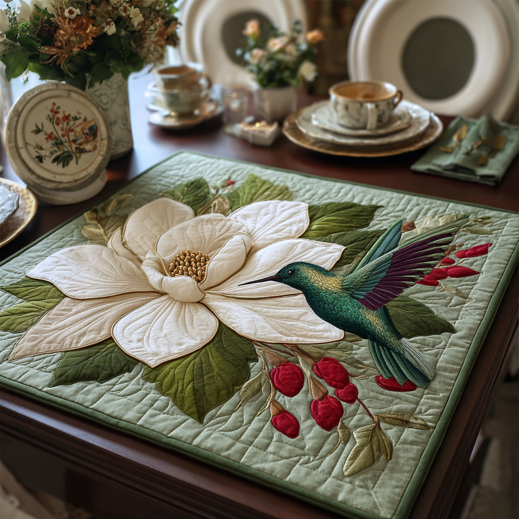 Hummingbird Glow Quilted Table Topper NCU0DDK1217