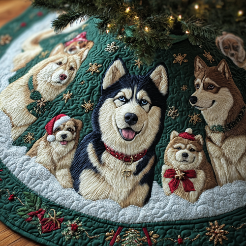 Husky Blessing Christmas Quilted Tree Skirt NCU0DDK1458
