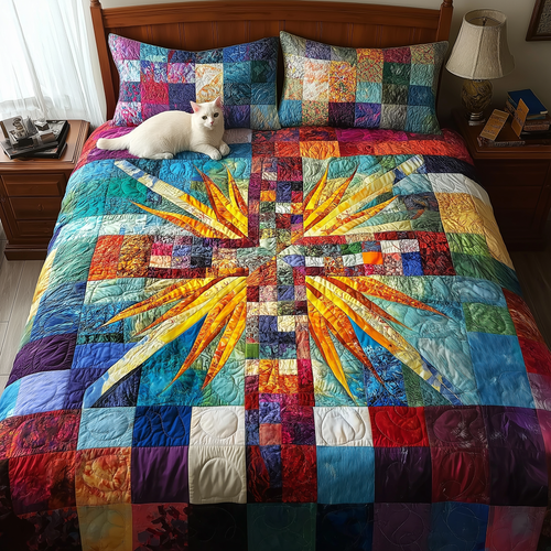Luminous Cross 3-Piece Quilted Bedding Set NCU0TL1713