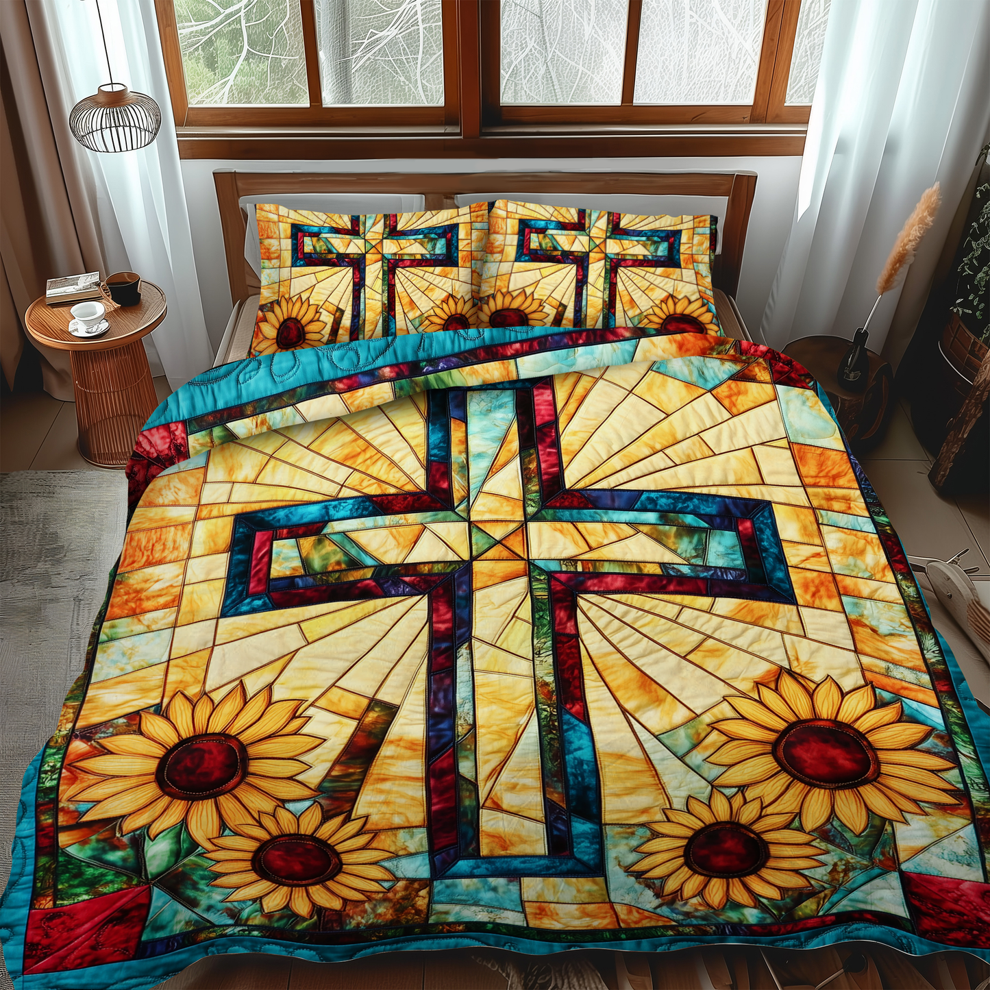 Majestic Cross 3-Piece Quilted Bedding Set NCU0VL511