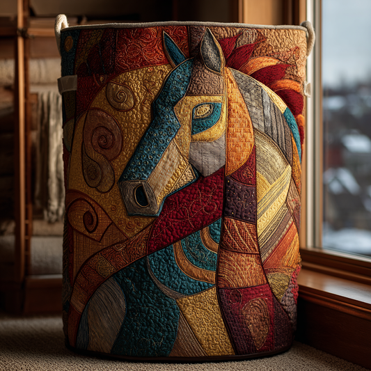 Majestic Horse Quilted Laundry Basket NCU0DDK1210