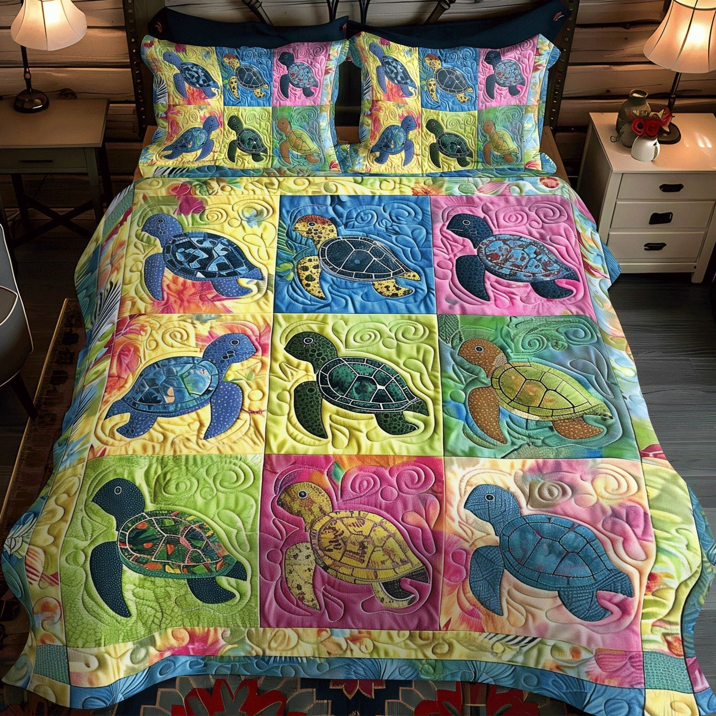 Marine Harmony 3-Piece Quilted Bedding Set NCU0TL766