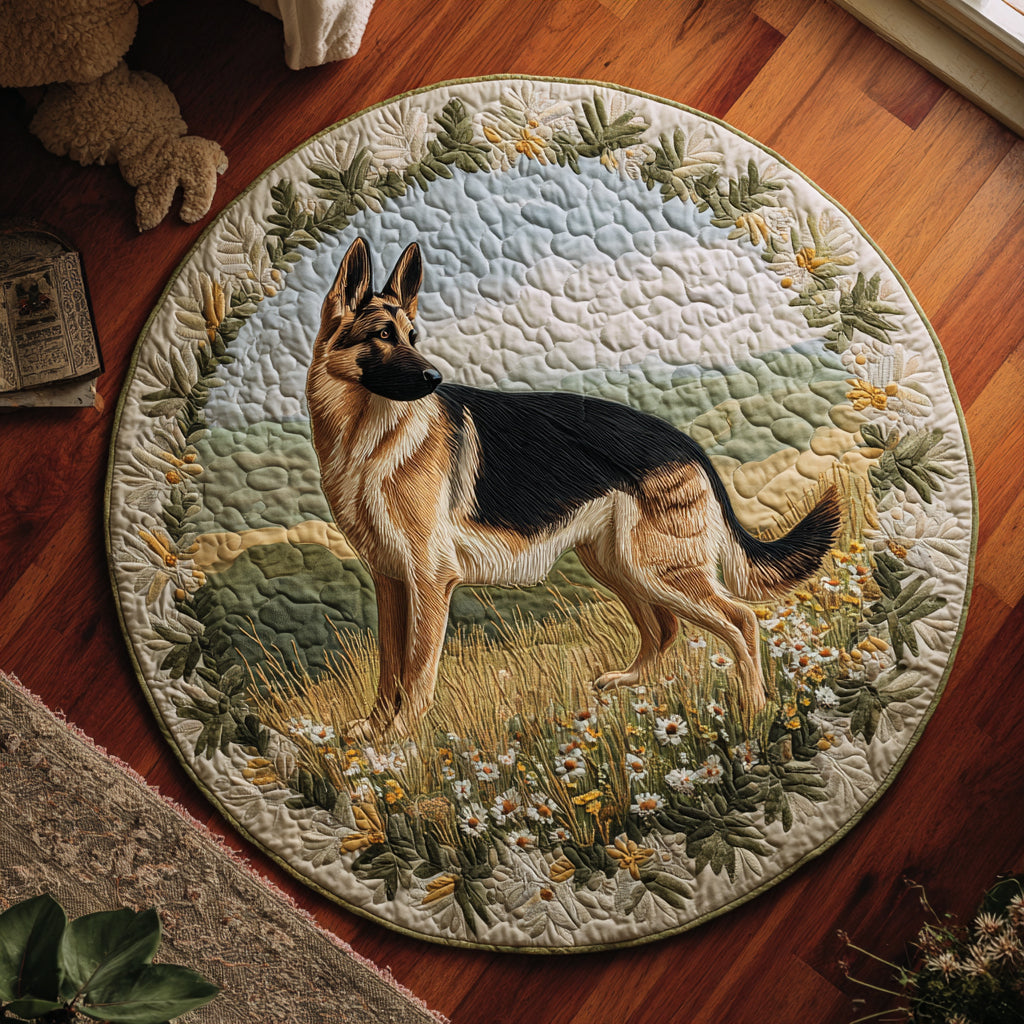 German Shepherd Meadow Quilted Laundry Basket NCU0HNH062