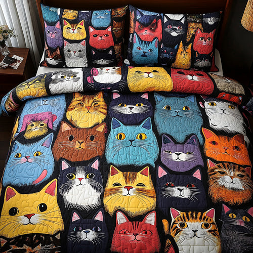 Meow Moments 3-Piece Quilted Bedding Set NCU0PTT006