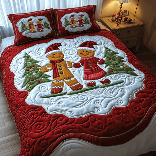 Merry Gingerbread Nights 3-Piece Quilted Bedding Set NCU0TH2213
