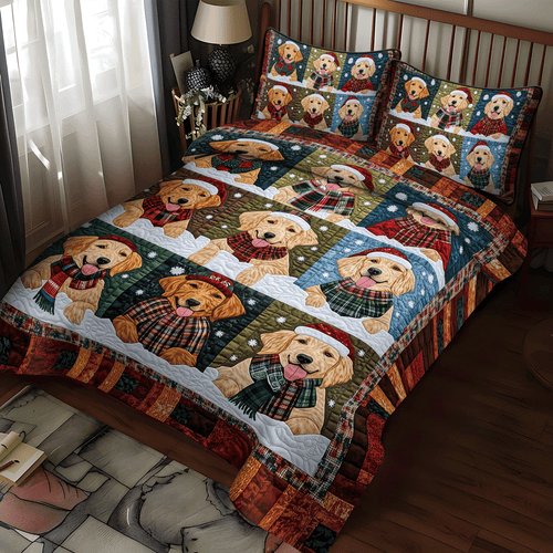 Merry Golden Paws 3-Piece Quilted Bedding Set NCU0TH1632