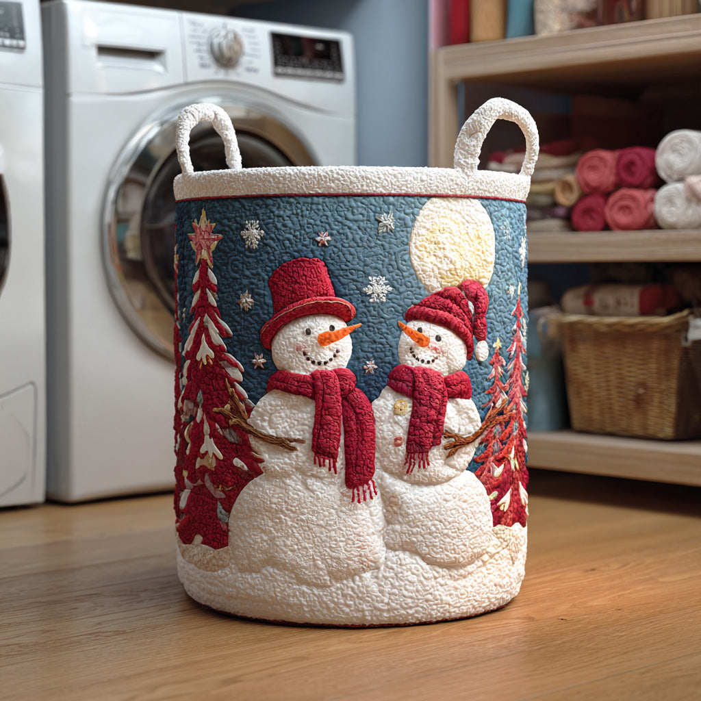 Snowman Winter Light Quilted Laundry Basket NCU0NTD1092