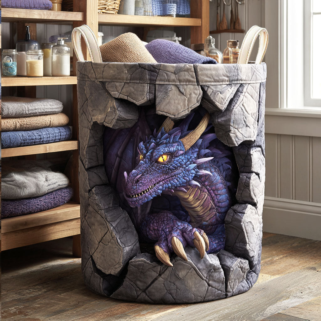 Midnight Pug Blossoms Quilted Laundry Basket NCU0NXD539