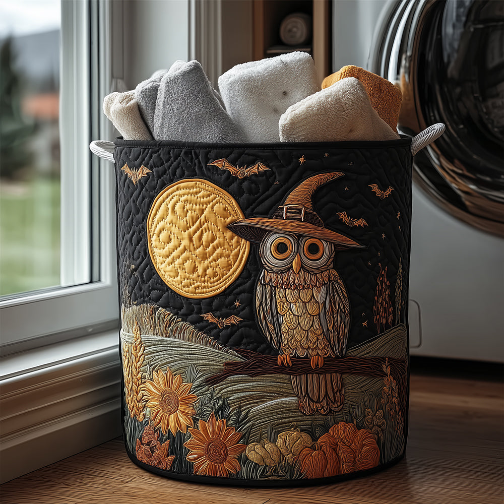 Moonlight Cat Quilted Laundry Basket NCU0TH3061