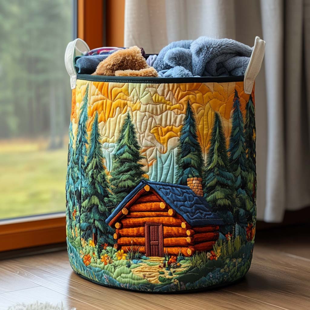 Mountain Hideaway Quilted Laundry Basket NCU0NNT1606