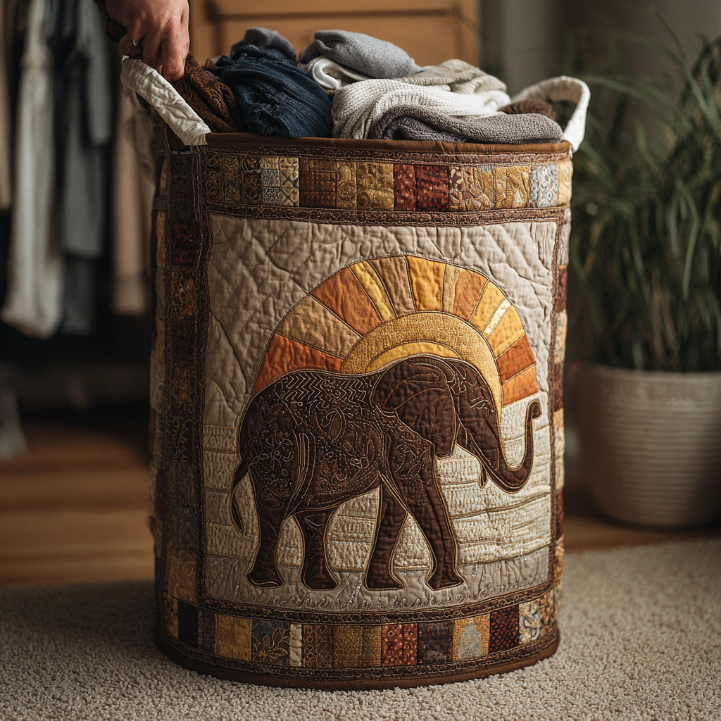 Mystic Bear Quilted Laundry Basket