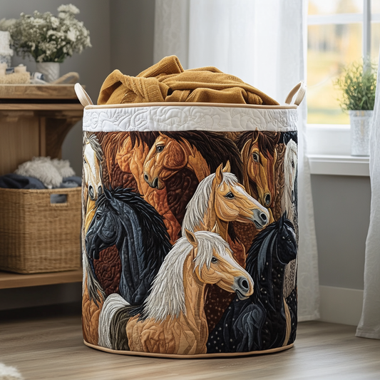Mystic Horse Quilted Laundry Basket NCU0DDK1059
