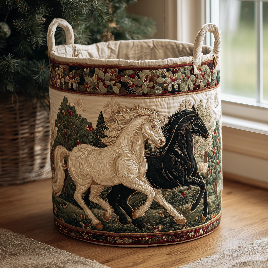 Mystic Horse Quilted Laundry Basket NCU0DDK1205