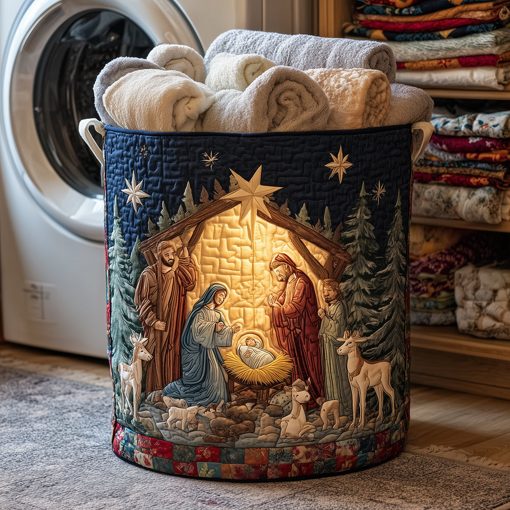 Nativity Glow Quilted Laundry Basket NCU0TH3278  Quiltnest