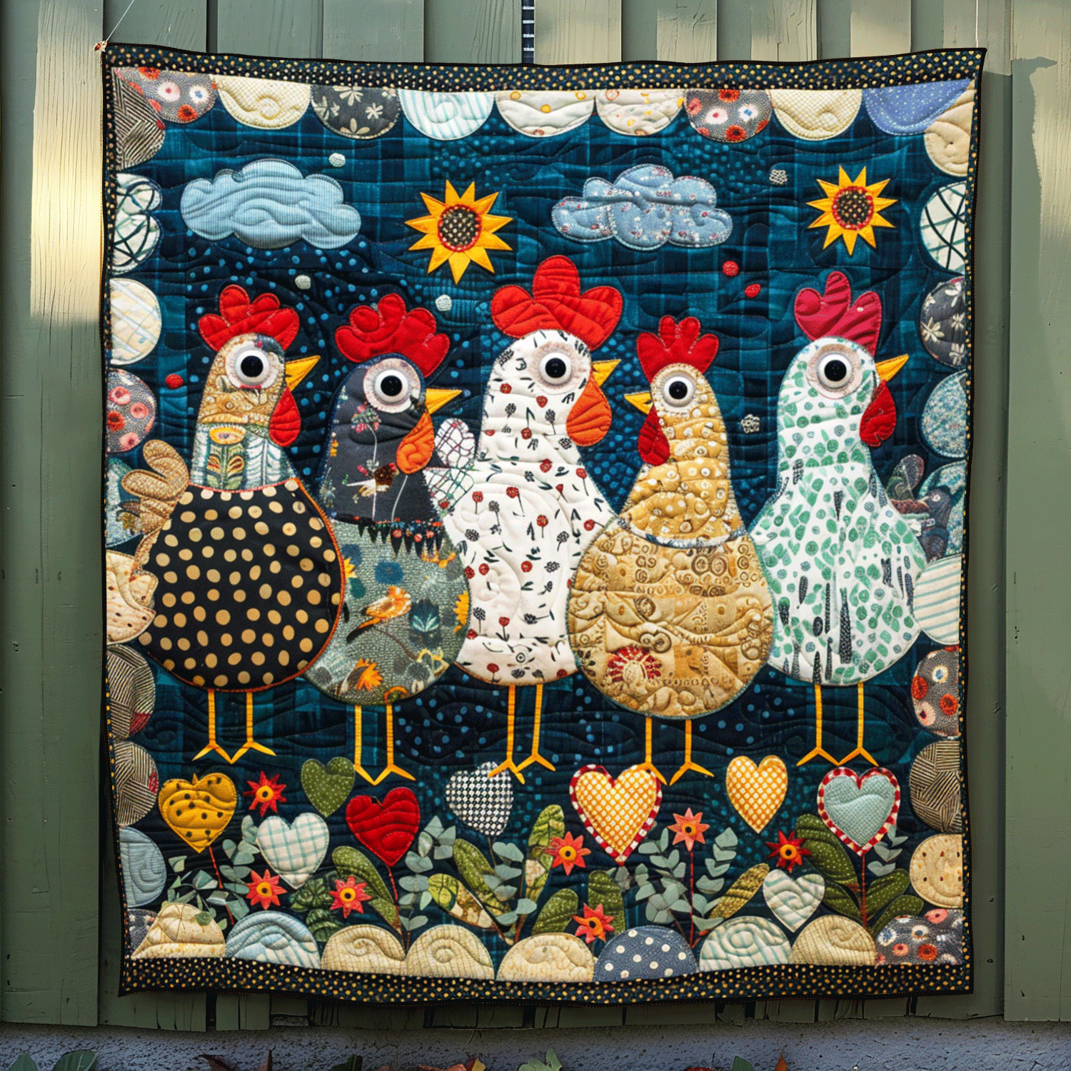 Midnight Garden Chicken Quilted Blanket NCU0TL241